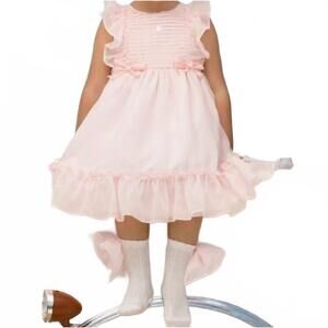 NEW PATACHOU baby girl chiffon woven dress in pale pink